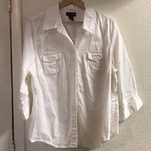 Lane Bryant 18/20W white, 3/4 sleeve blouse